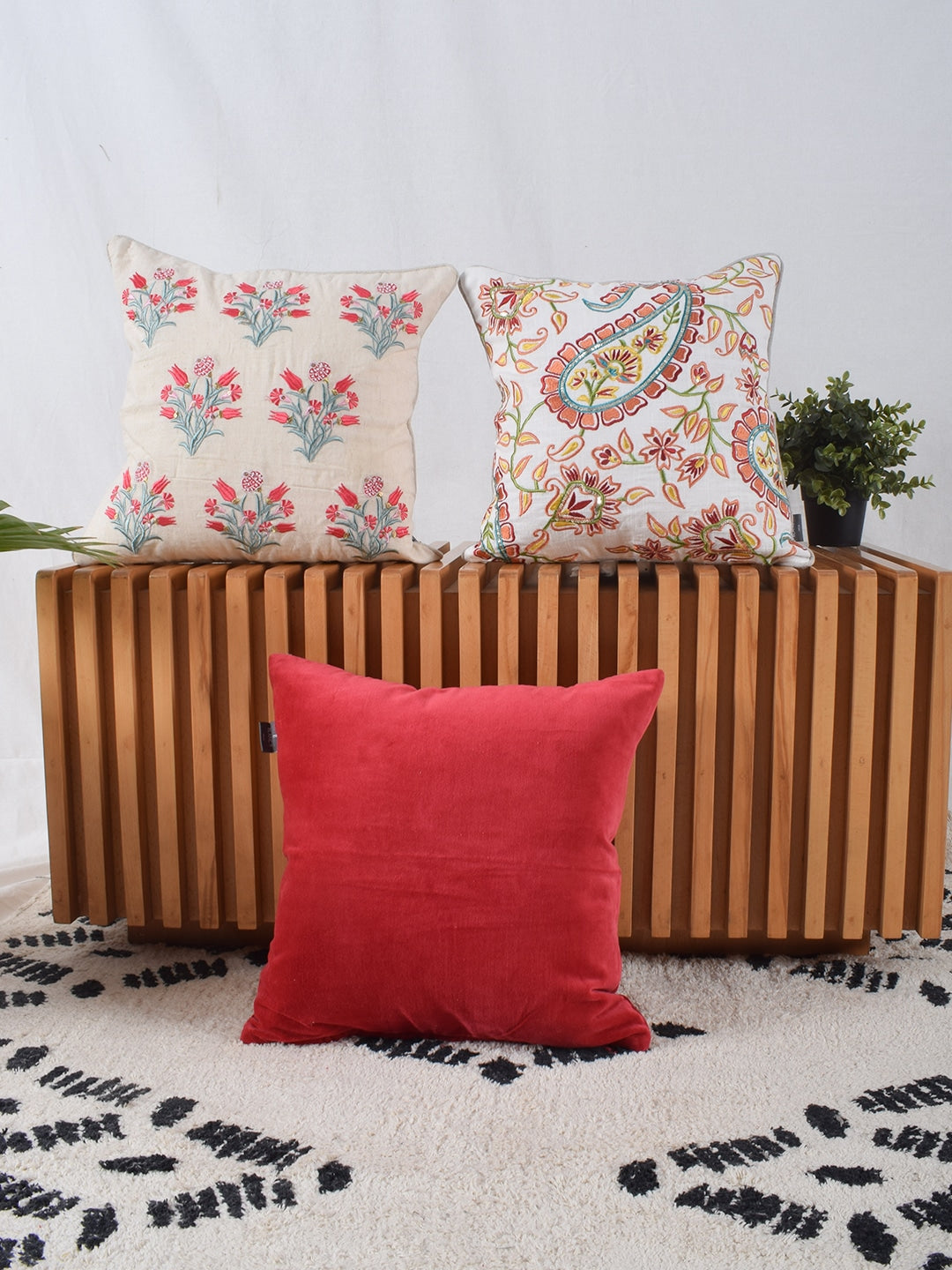 Set of 3 Mughal Mango Garden 40x40 CM Cushion Covers