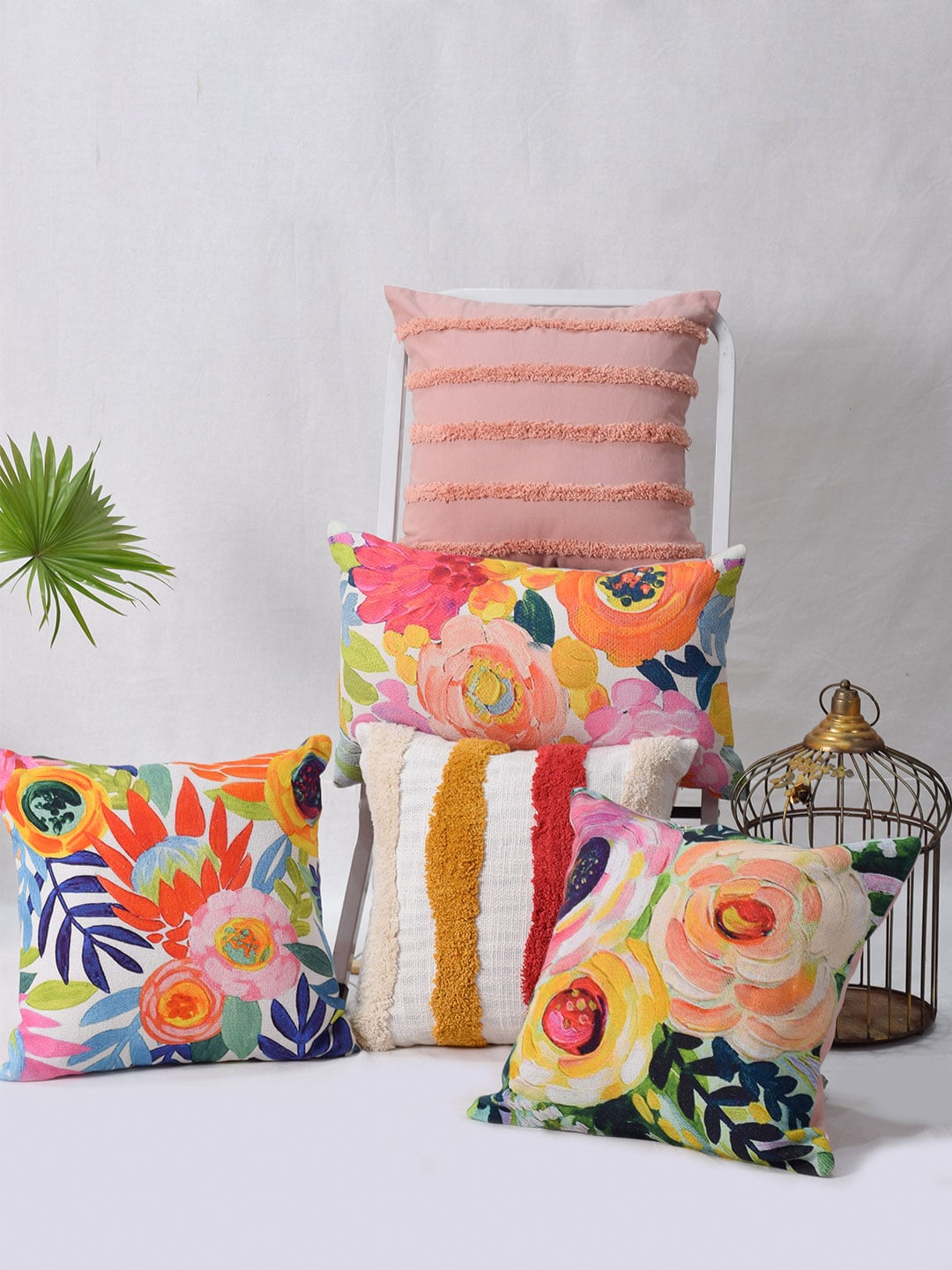 Set of 5 Miracle Garden Square 40X40CM & Rectangle 30X50CM Cotton Cushion Covers