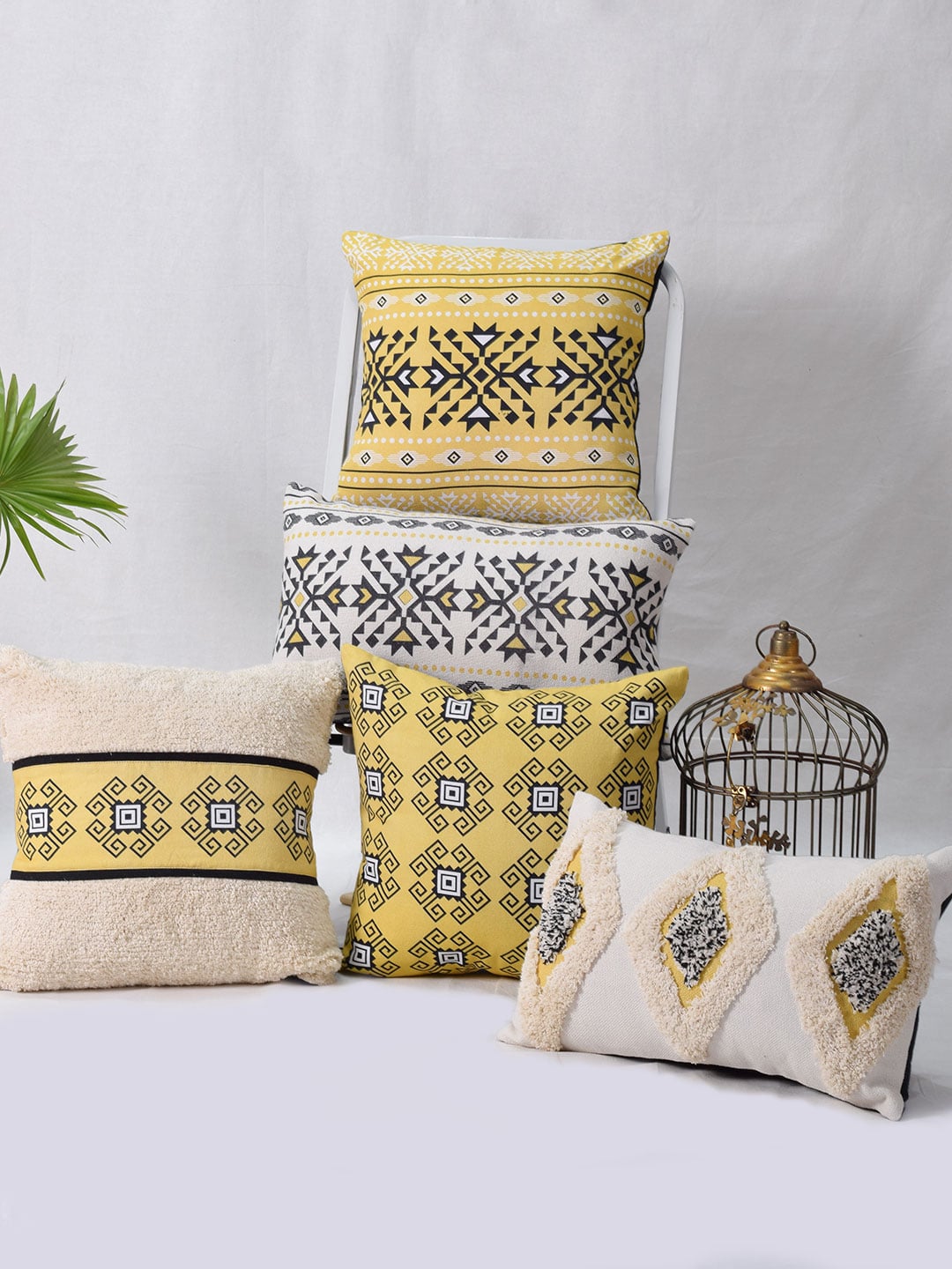 Blanc9 Set of 5 Jaisalmer Square 40X40CM & Rectangle 30X50CM Cotton Cushion Covers