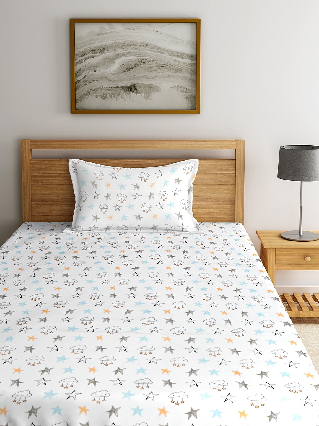 Blanc9 Starry Nights Kids Bedsheet with Pillow Case