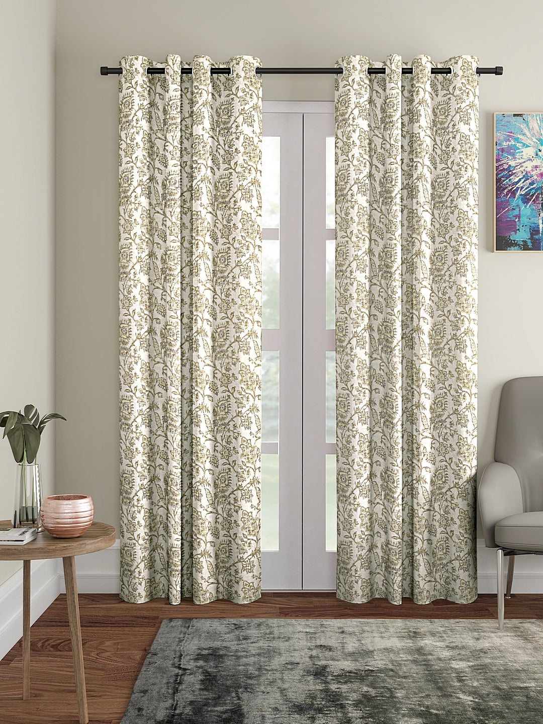 Blanc9 Set of 2 Long Door Baroque Curtain