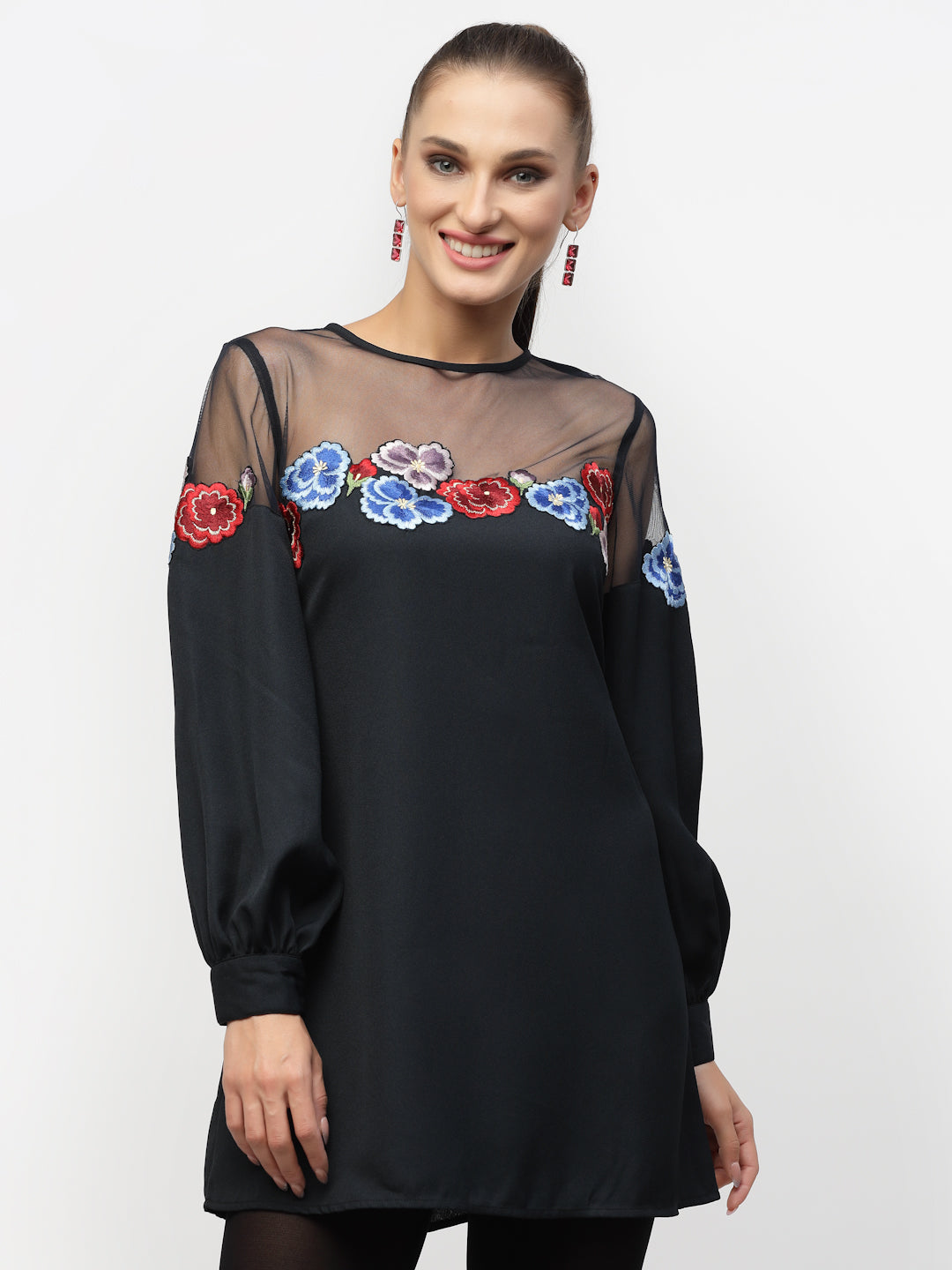 Navy Blue Embroidered Tunic
