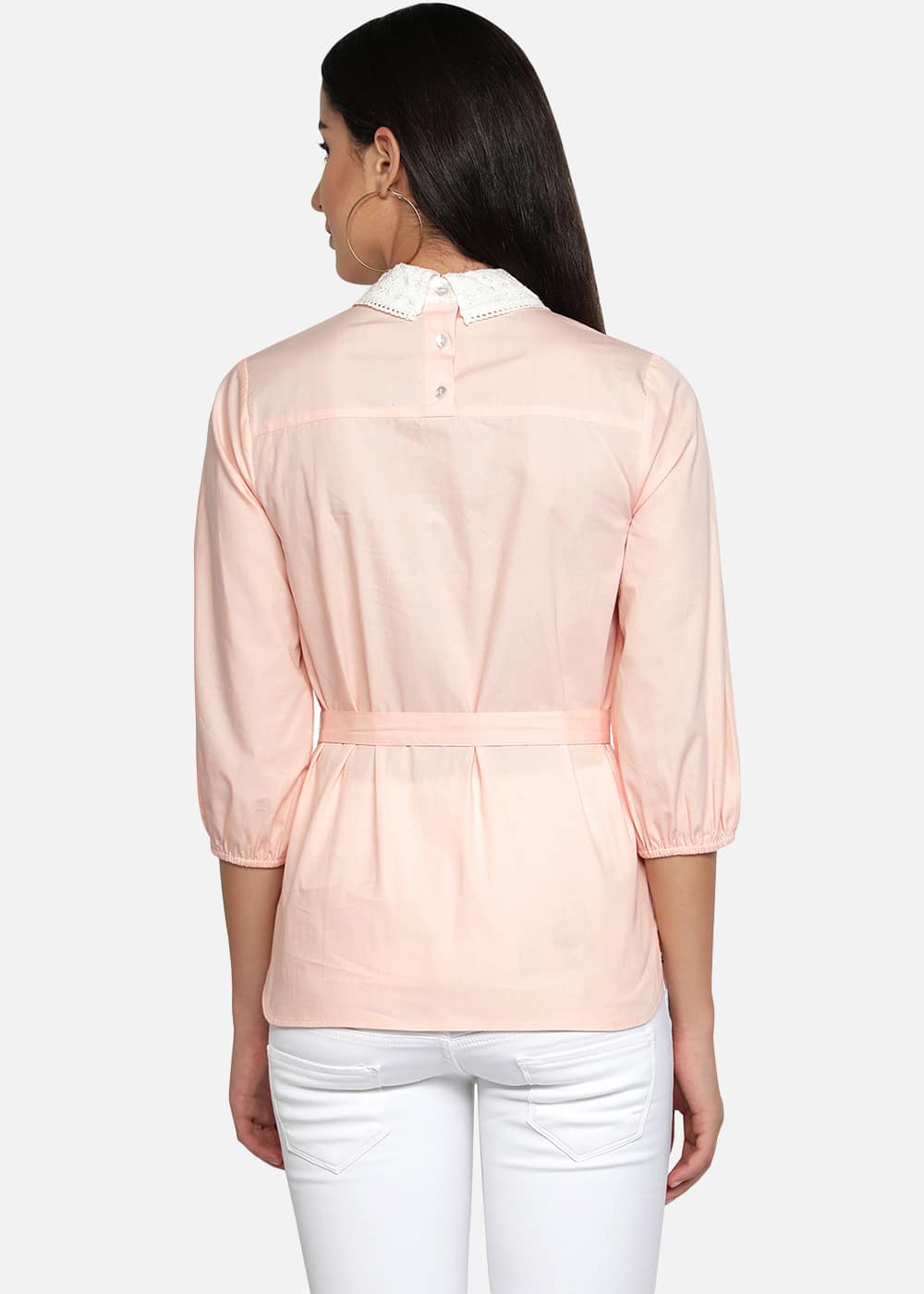 Blanc9 Pink Shirt With Laced Yoke