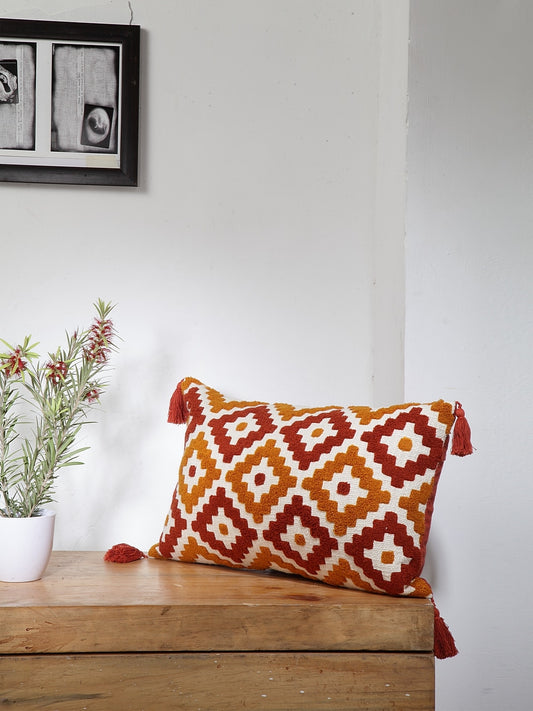 Aari Embroidered Cushion Cover with Filler With Tassel 30x50cm