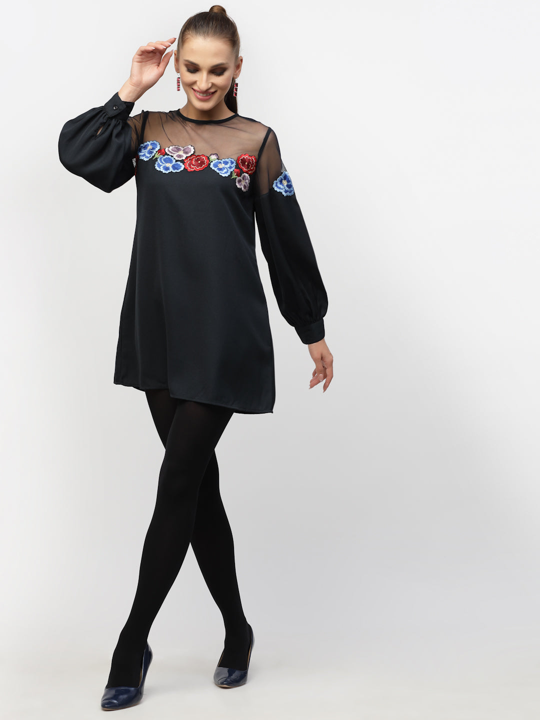 Navy Blue Embroidered Tunic