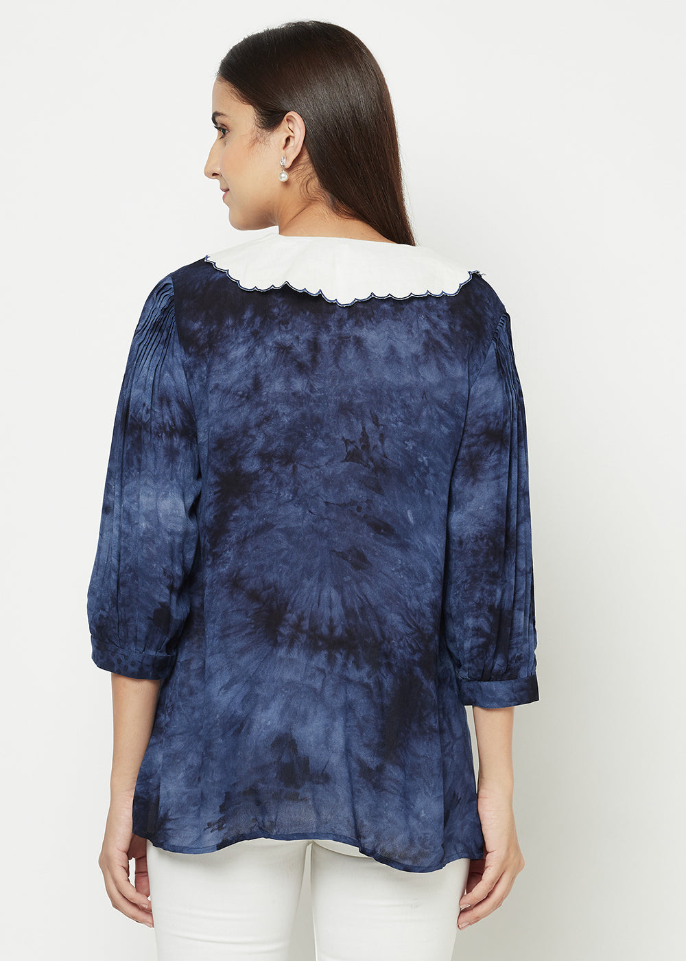 Embroidered Collar Tie-Dye Tunic