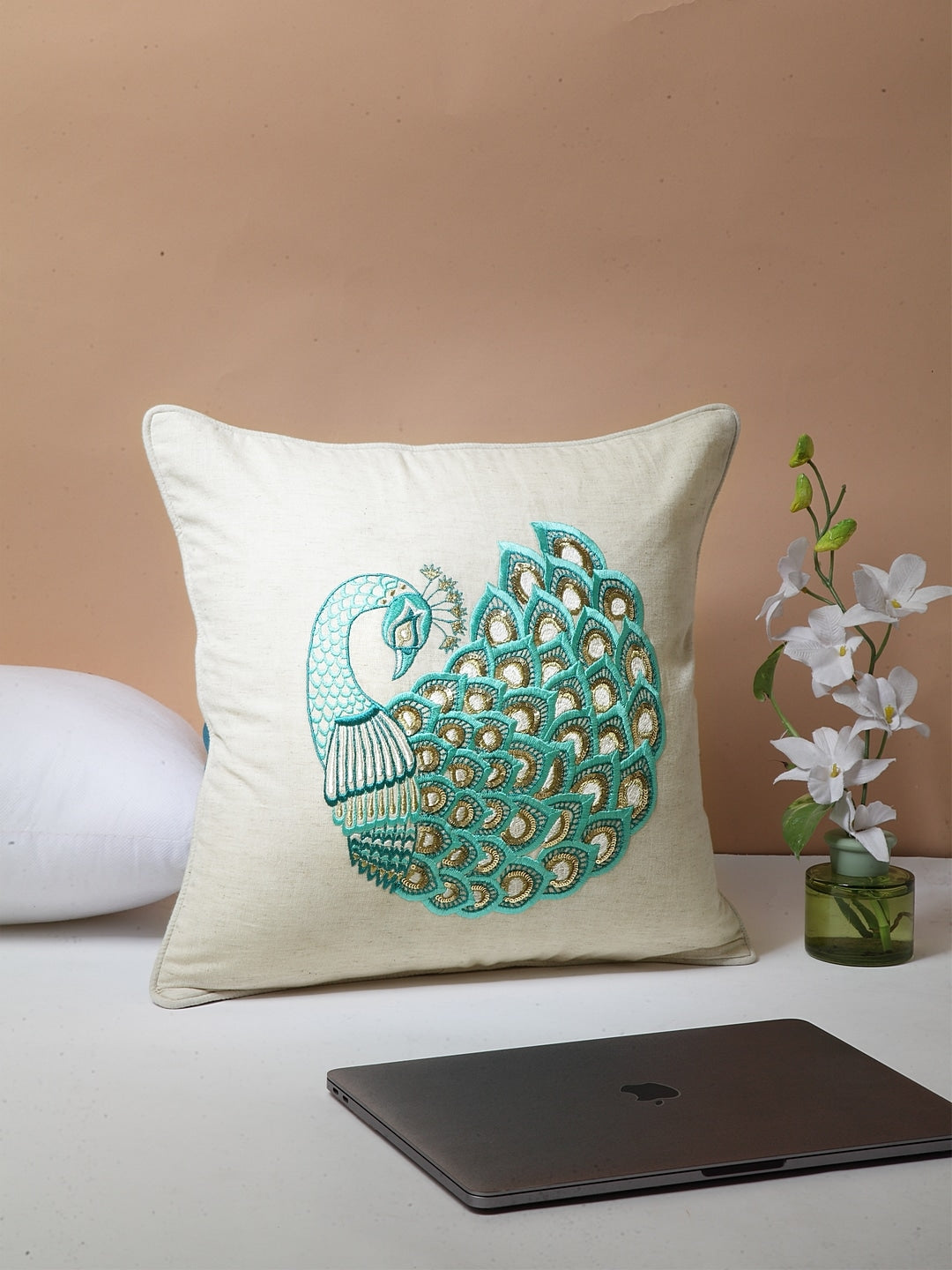 Blanc9 Mayur Embroidered Cushion Cover