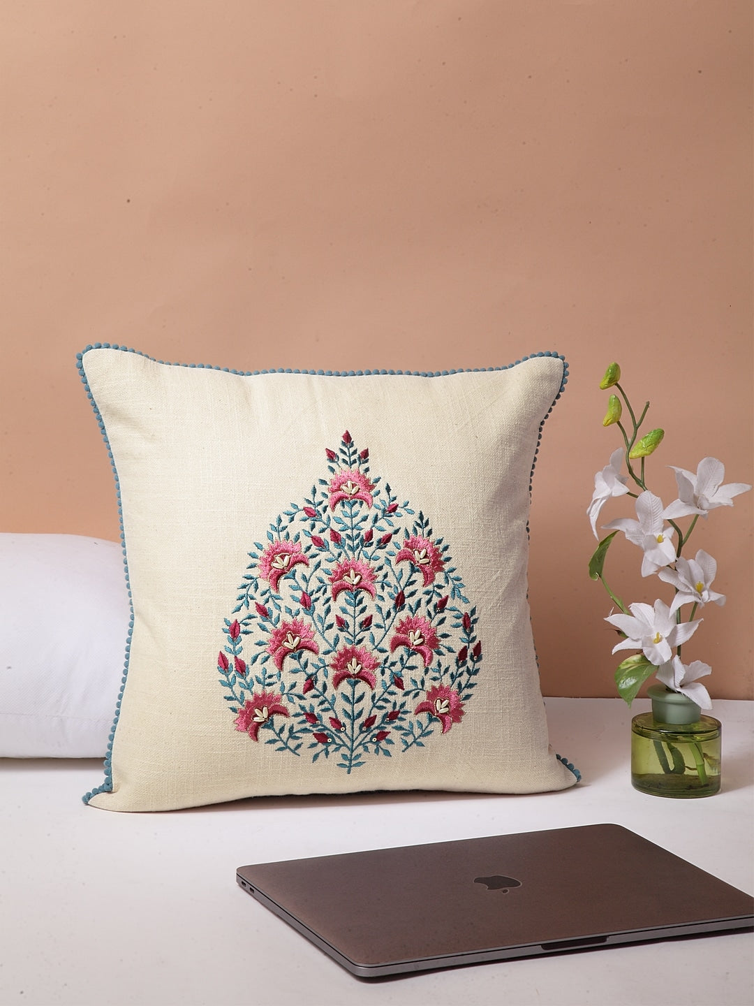 Mughal Garden Embroidered Cushion Cover