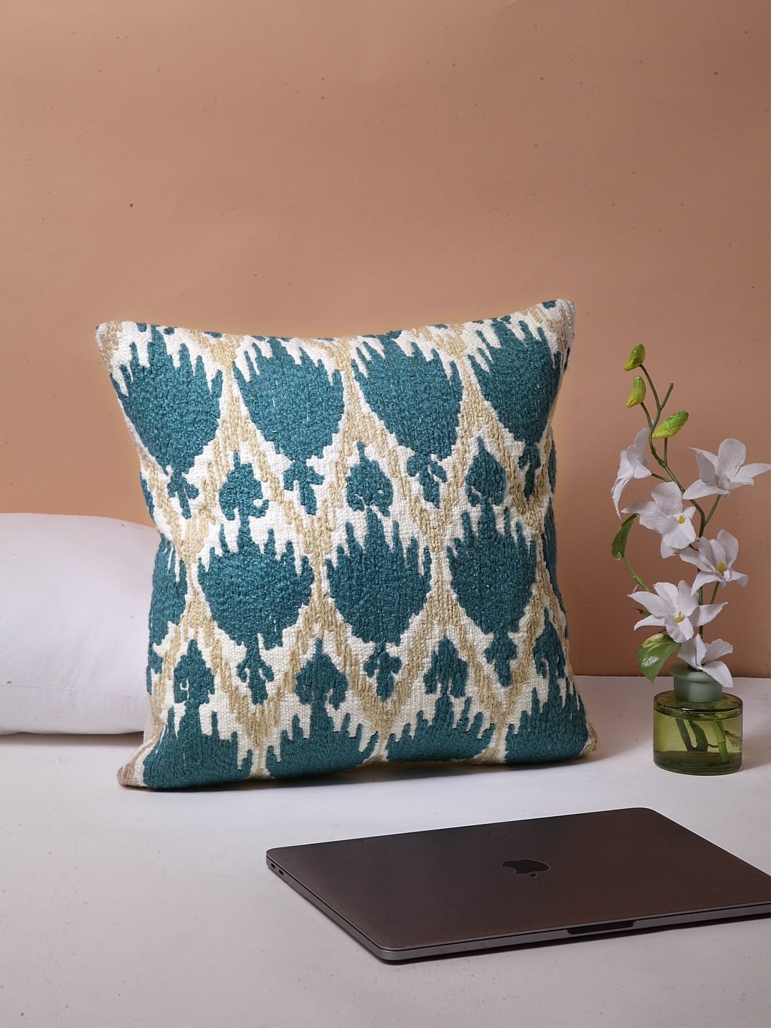 Blanc9 Ikat Embroidered Cushion Cover