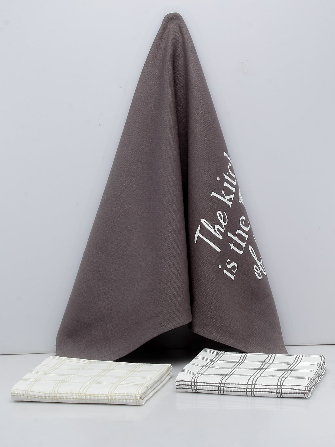 Blanc9 Set Of 3 Zesty Check Printed Kitchen Towel