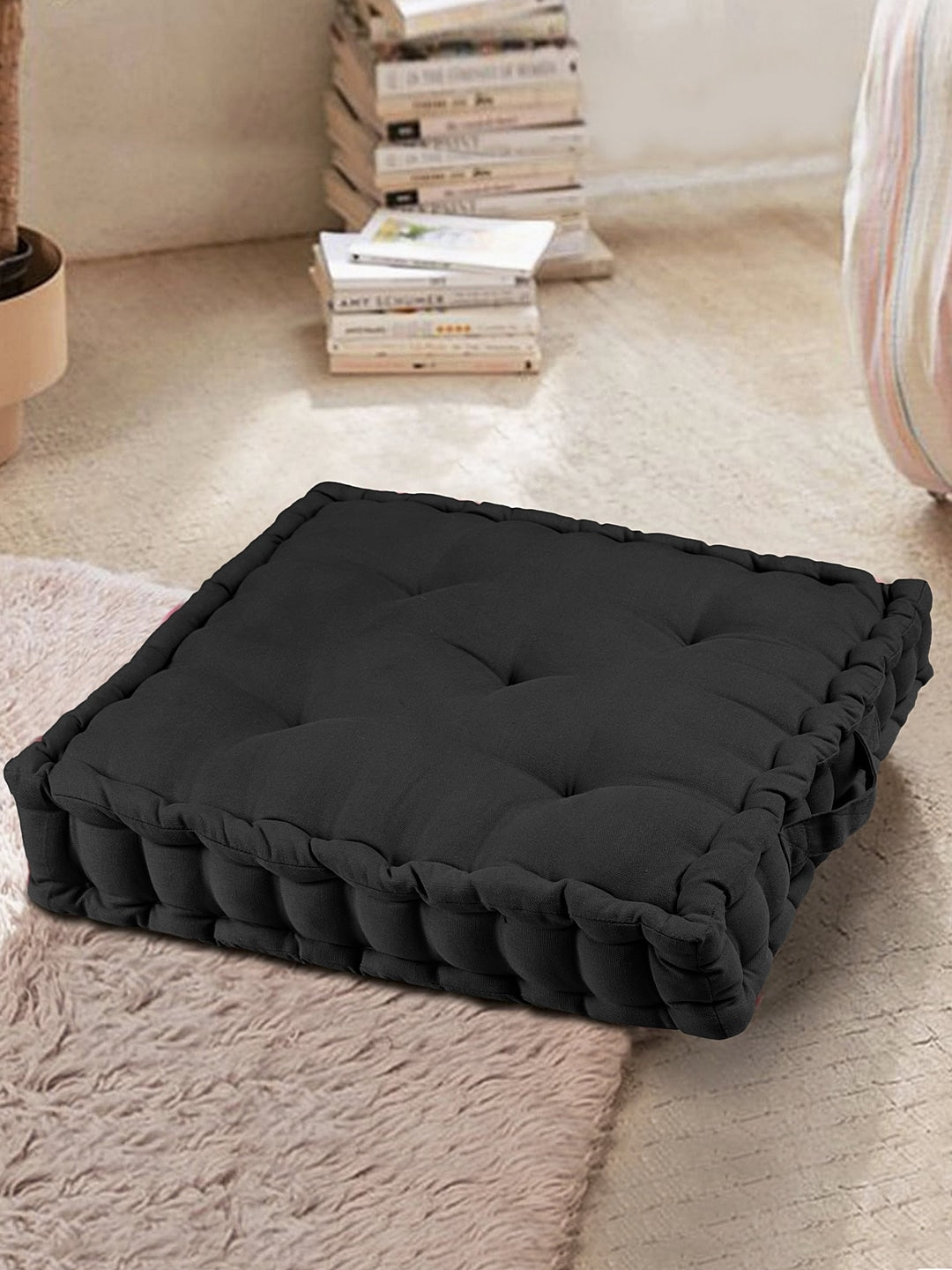 KapalBhati Black Matlas Floor Cushion