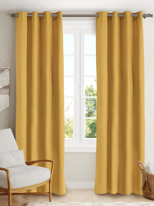 Set Of 2 Mustard 7Ft. Cotton Curtain