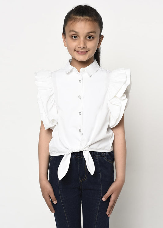 Jewelled Button Front Knot Shirt