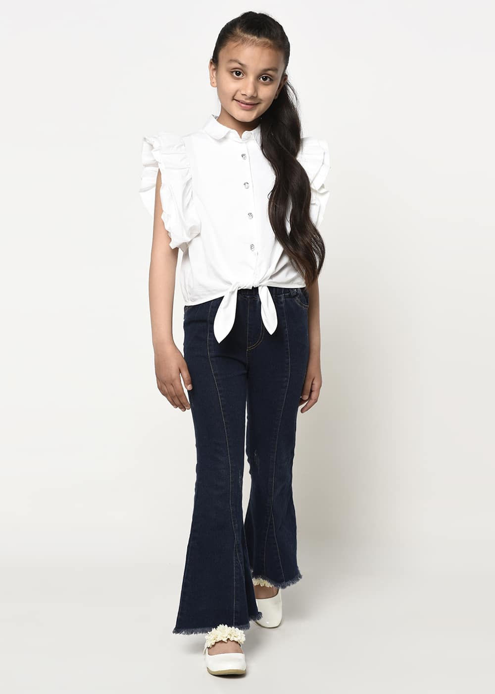 Blanc9 Jewelled Button Front Knot Shirt