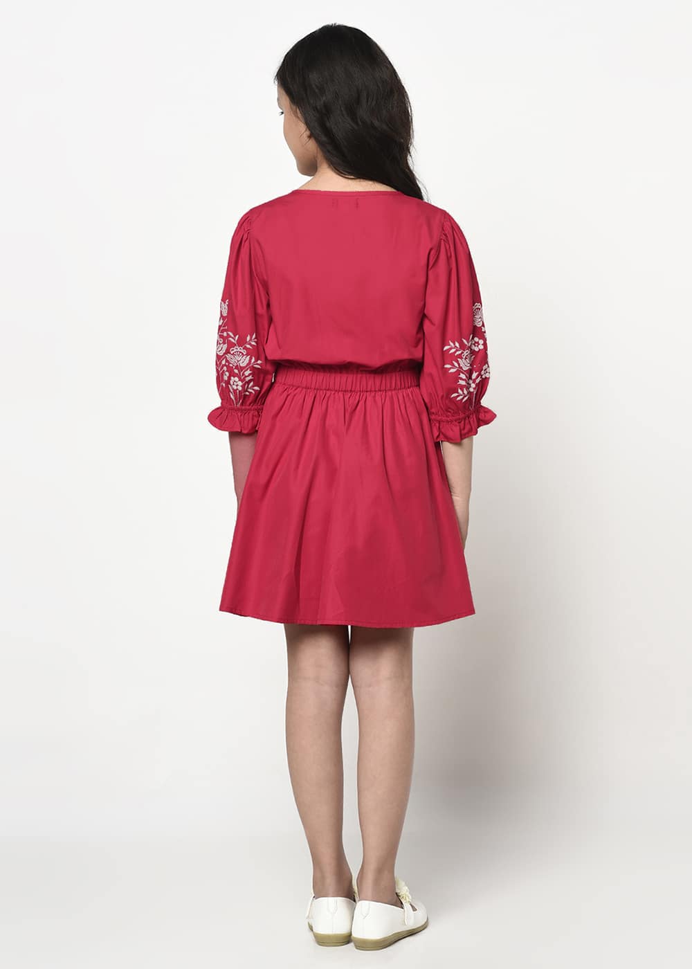 Blanc9 Red & White Embroidered Dress