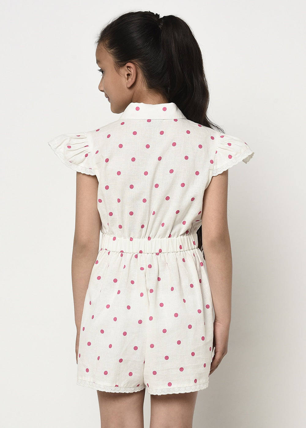 Blanc9 Pink & White Polka Dots Playsuit