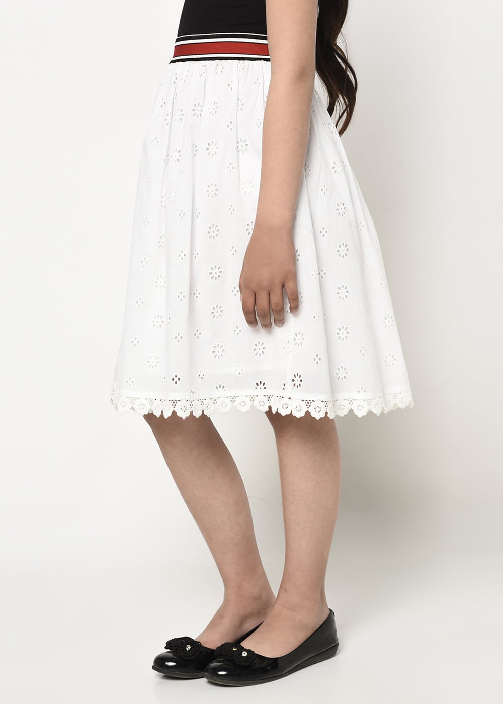Schiffli Embroidery White Skirt