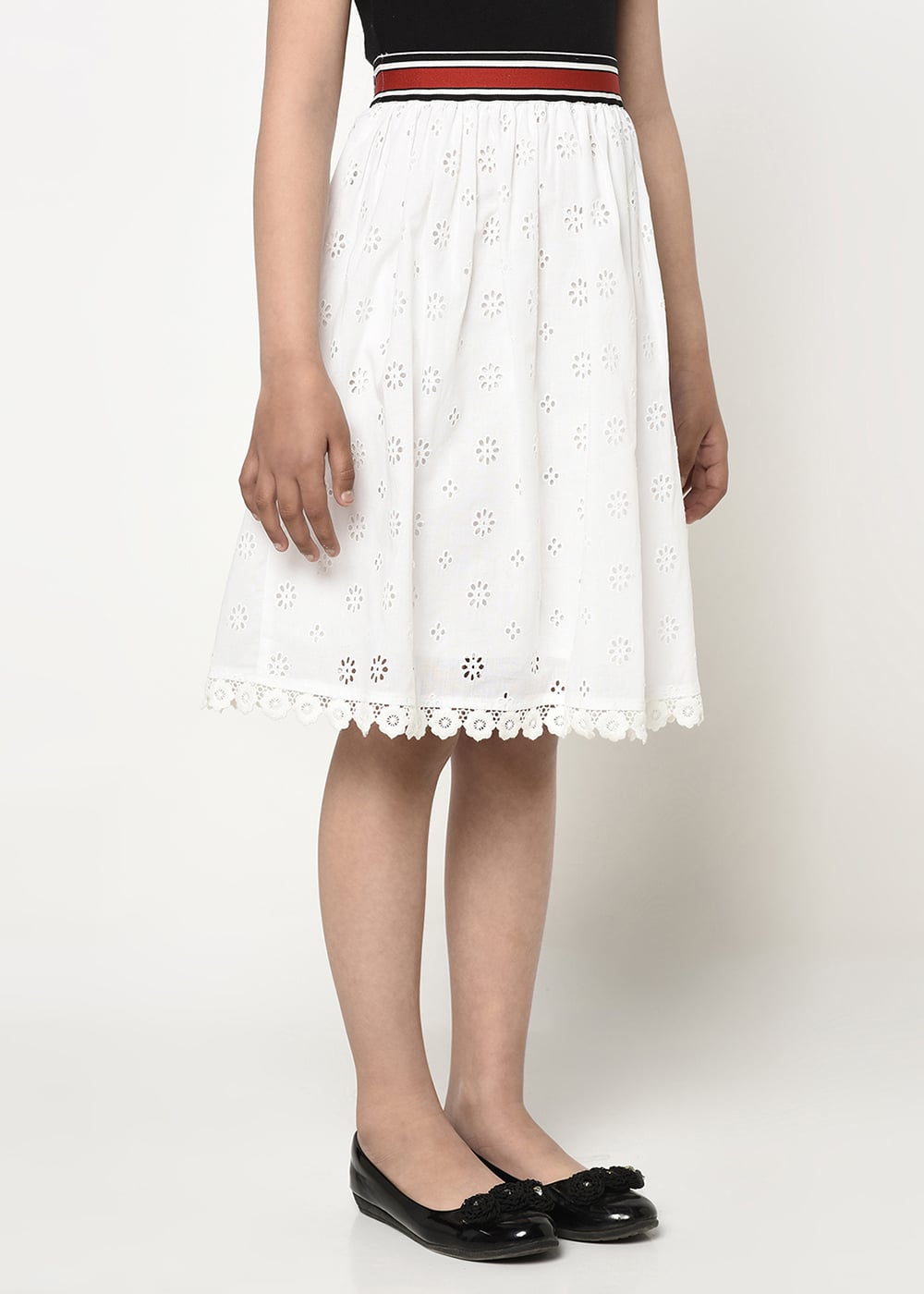 Blanc9 Schiffli Embroidery White Skirt