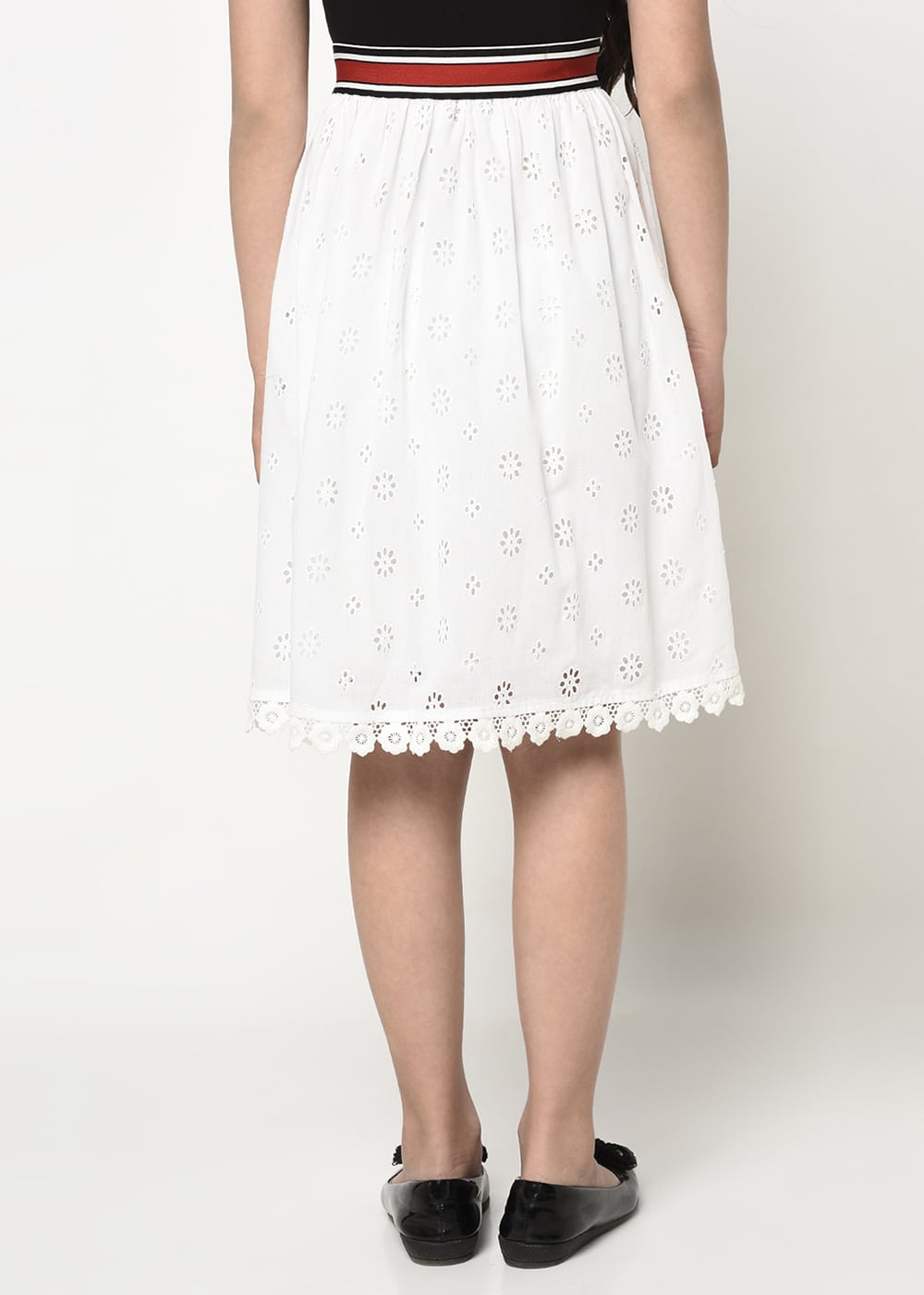 Schiffli Embroidery White Skirt