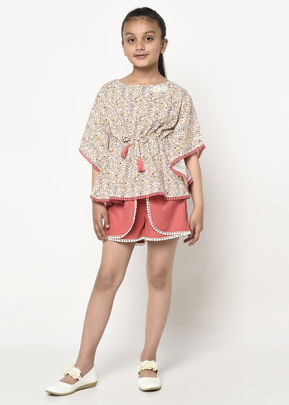 Blanc9 Floral Printed Kaftan Top With Shorts.