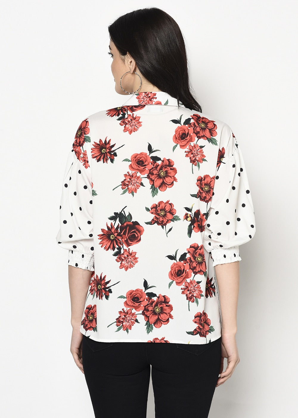 Blanc9 Floral Polka Clash Print Top