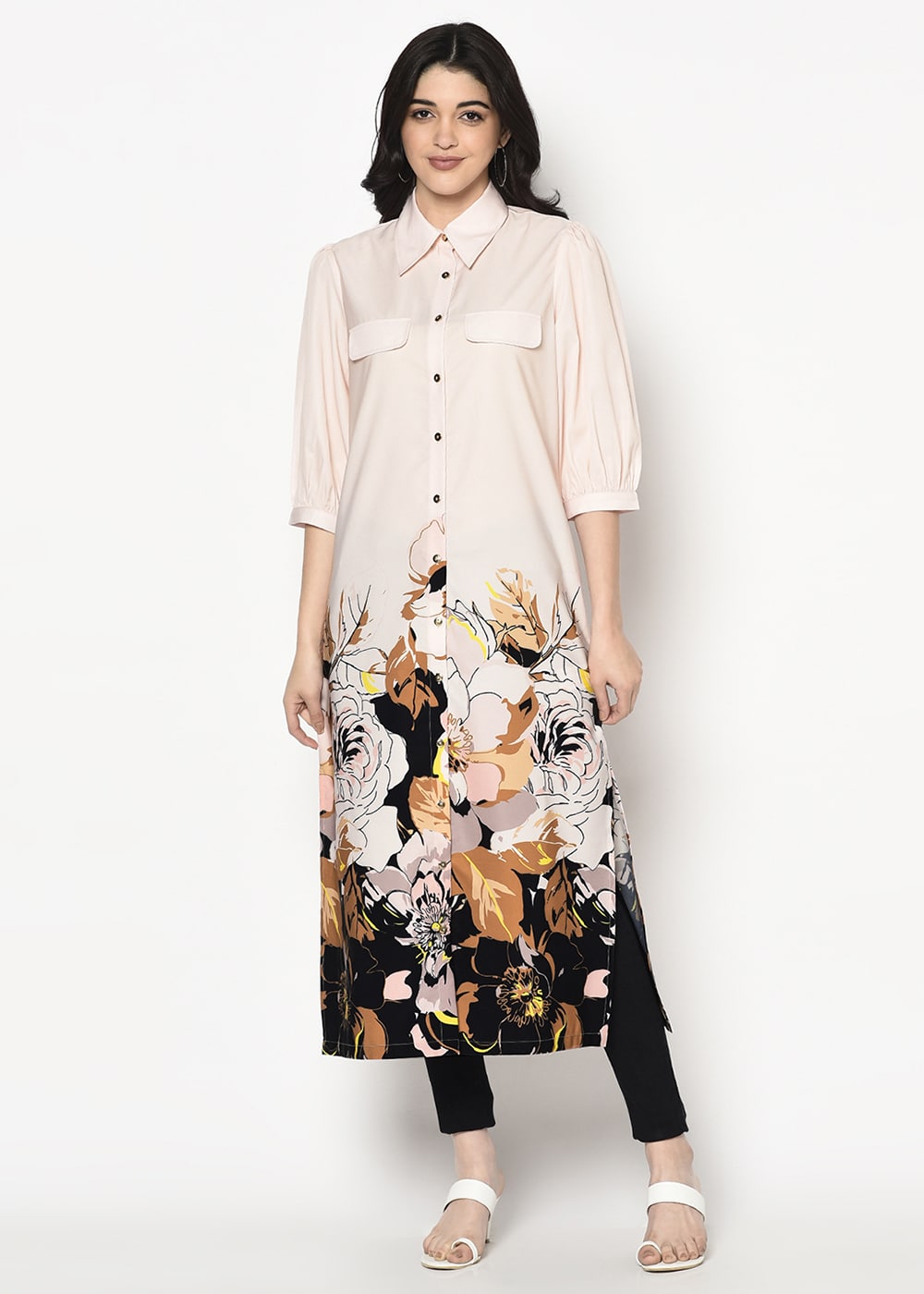 Blanc9 Floral Border Printed Long Tunic