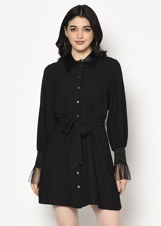 Black Tunic With Frilled Sleeves