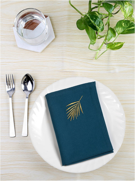 Set of 6 &amp; 8 Gold Leaf Table Napkins