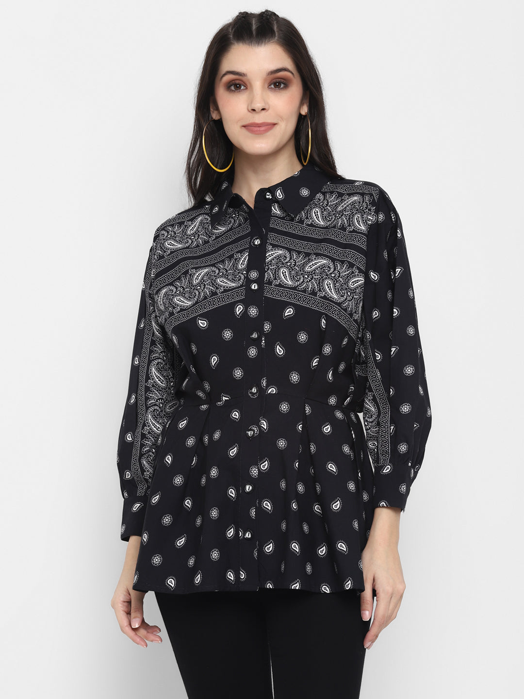 Blanc9 Paisley Printed Shirt with Batwing Sleeves