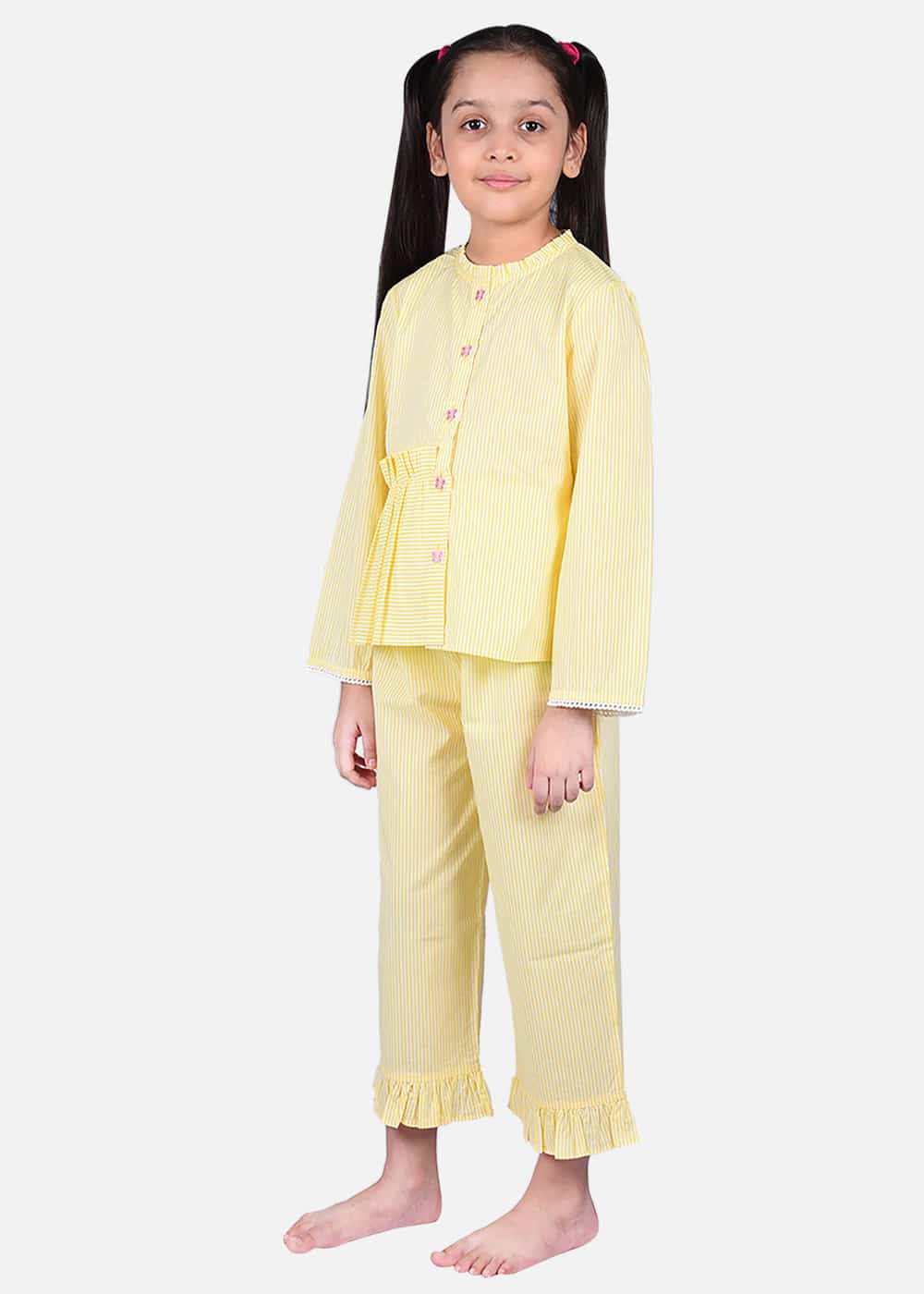 Butterfly Buttoned-Asymmetric Frilled Nightwear