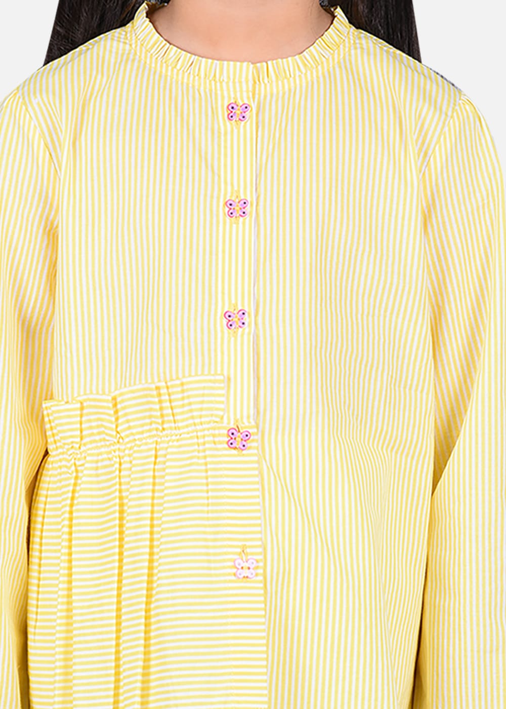Butterfly Buttoned-Asymmetric Frilled Nightwear