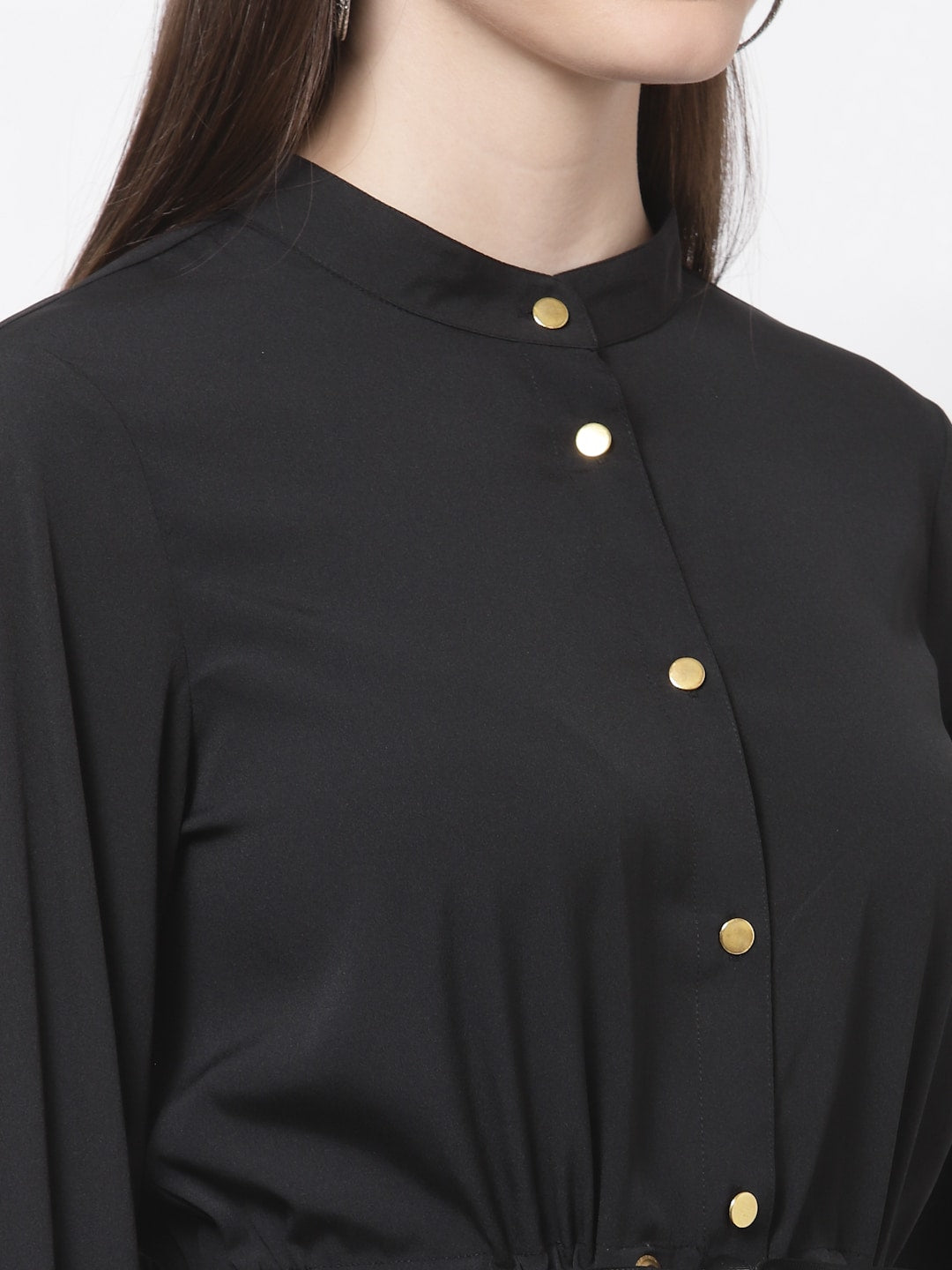 Blanc9 Black With Gold Button Tunic