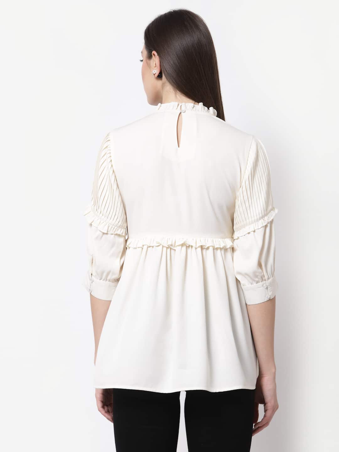 Pleated Off White Tunic