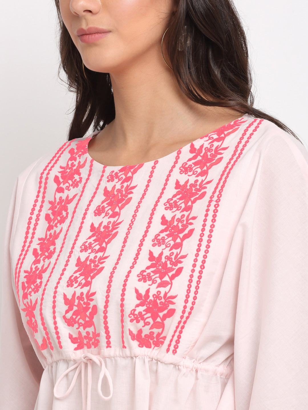 Fluorescent Embroidery Kaftan Dress
