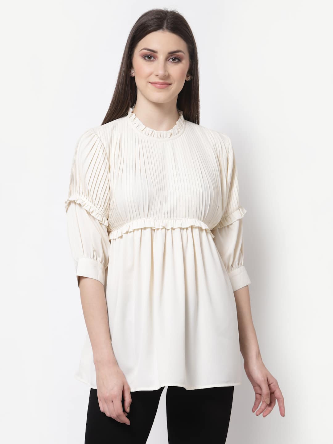 Blanc9 Pleated Off White Tunic