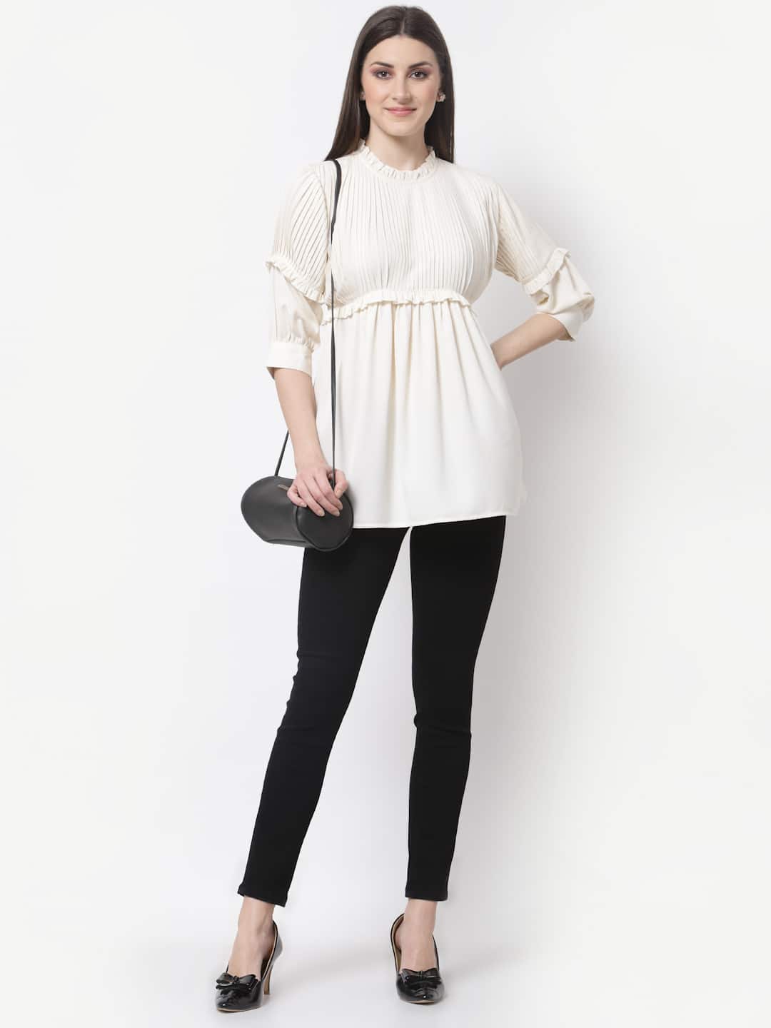 Pleated Off White Tunic