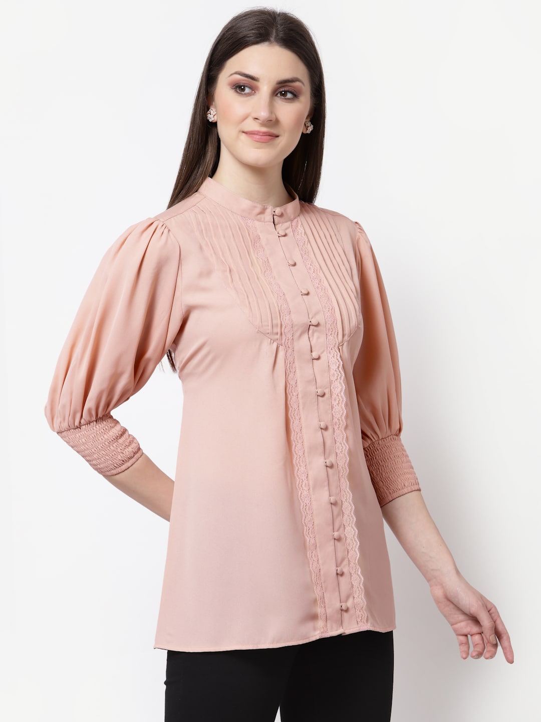 Blanc9 Peach Pintucks Tunic