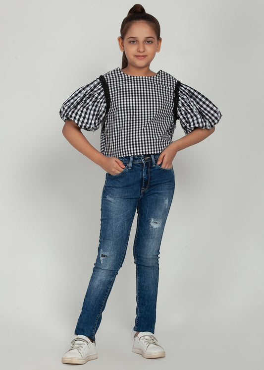 Black Checkered Top