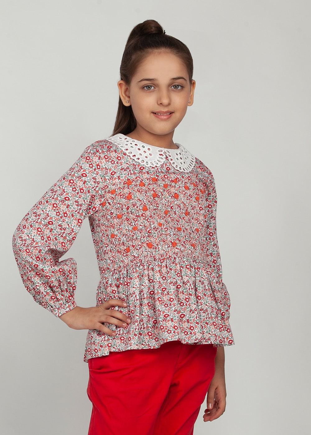 Blanc9 Smocking Floral Top