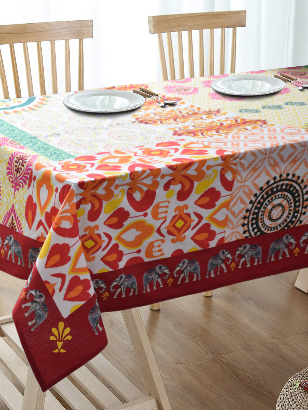 Gaj Rangoli 6/8 Seater Cotton Tablecloth