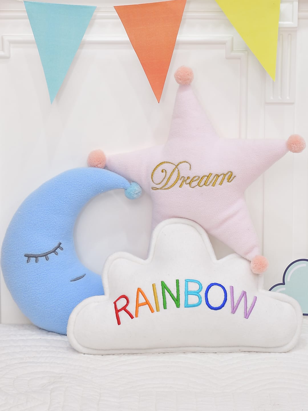 Sweet Rainbow Moon 30X30cm Star 30X30cm Cloud 40X25cm Kids Cushion Set